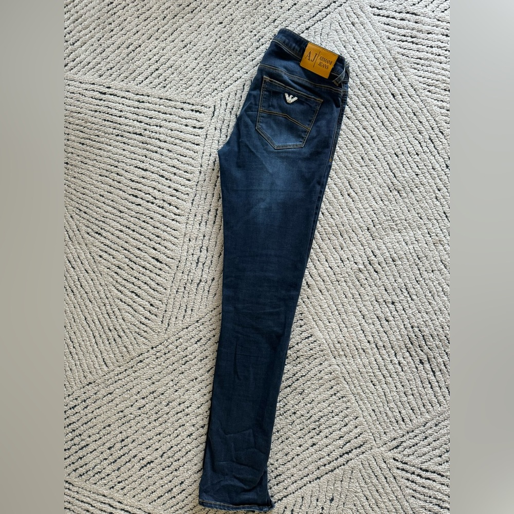 Armani Jeans Slim Ankle Zippers Moto Stretch Med Wash Skinny Zip Straight Leg 26
